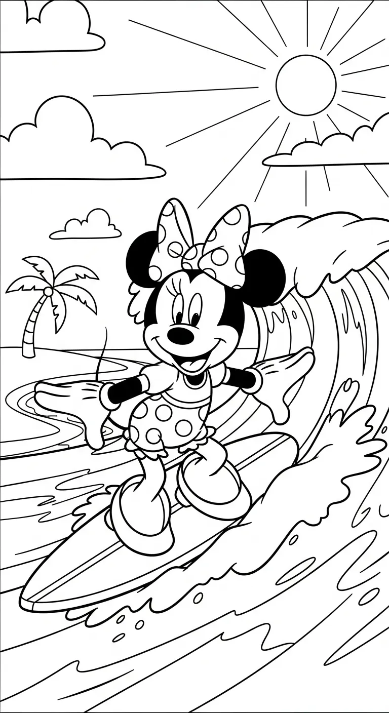 tải hình tô màu tranh tô màu Chuột Minnie cho bé 7 tuổi 1