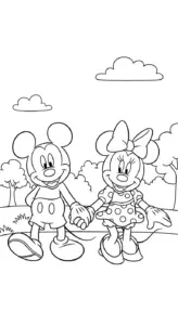 in hình tô màu tranh tô màu Chuột Minnie khổ A4
