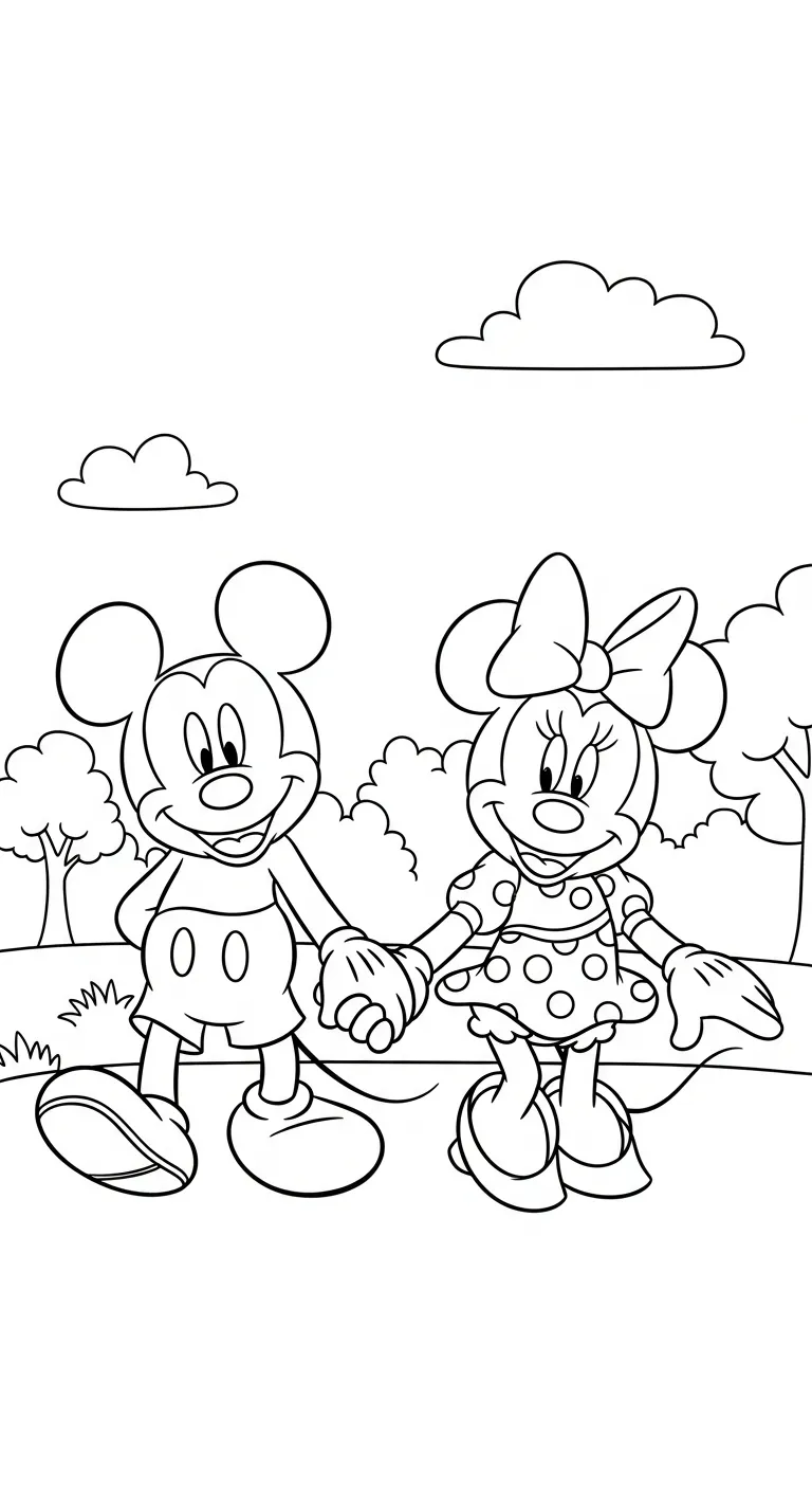 in hình tô màu tranh tô màu Chuột Minnie khổ A4