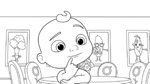 in hình tô màu Cocomelon miễn phí