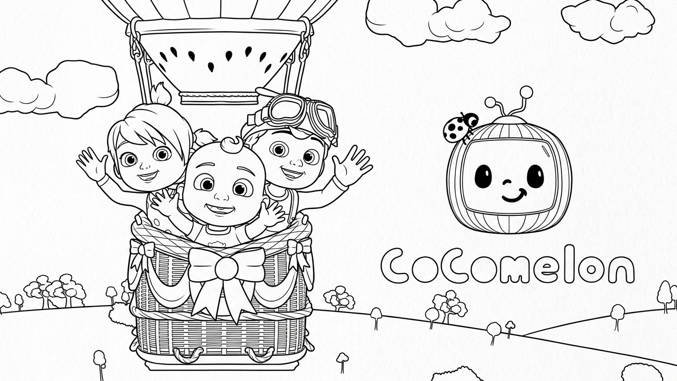 tranh tô màu Cocomelon cho bé 8 tuổi