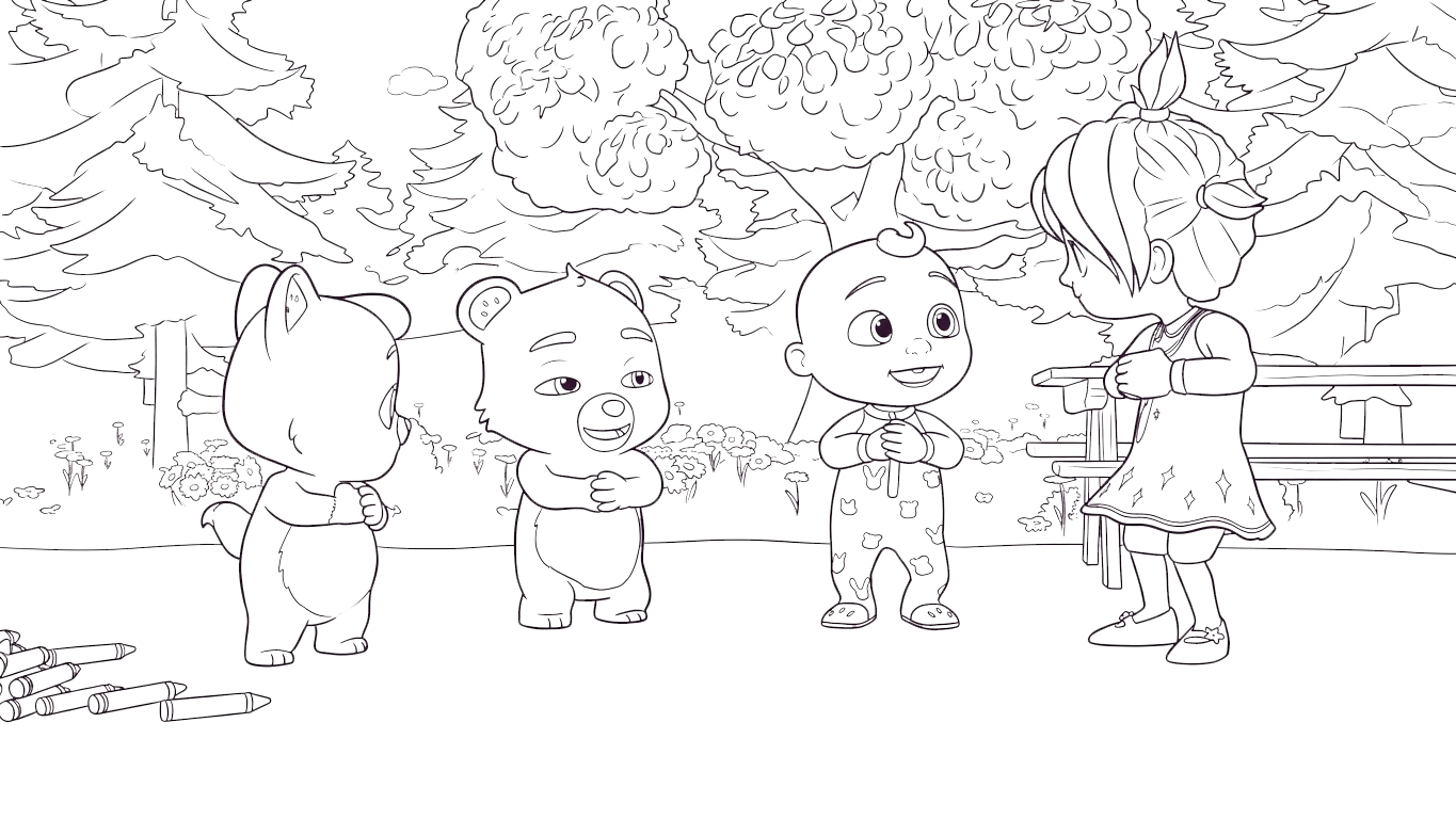 tải hình tô màu Cocomelon cho bé 4 tuổi 1