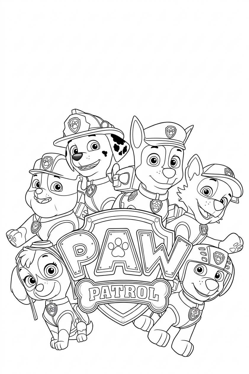 in tranh tô màu Đội chó cứu hộ miễn phí