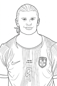 in hình tô màu Erling Haaland cho bé 6 tuổi