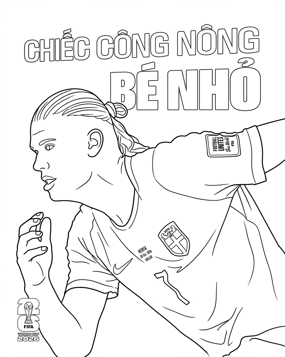 download hình tô màu Erling Haaland cho bé 1