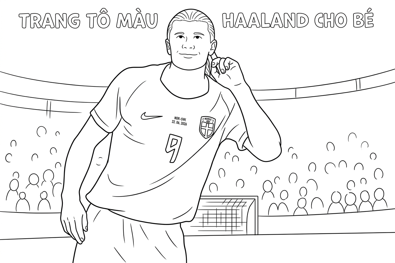 hình tô màu Erling Haaland cho bé 5 tuổi 1
