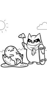 tranh tô màu Gudetama cho bé đơn giản