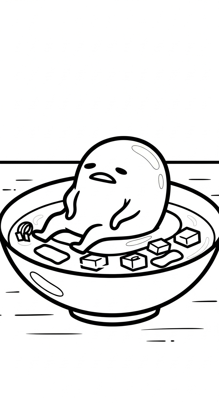 file hình tô màu Gudetama cho bé 4-5 tuổi