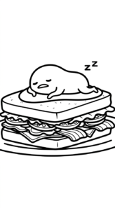 tranh tô màu Gudetama cho bé 3 tuổi miễn phí