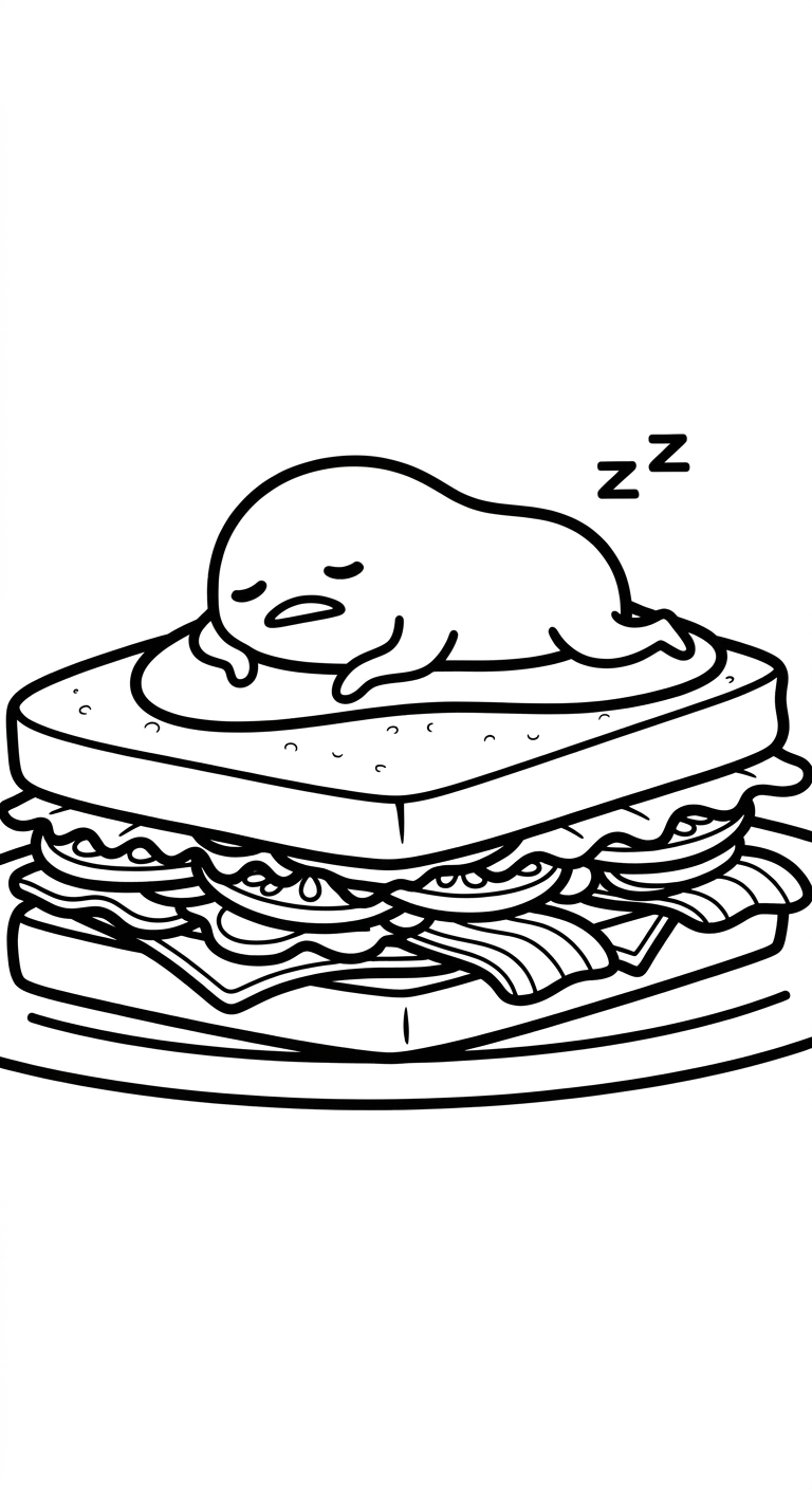 tranh tô màu Gudetama cho bé 3 tuổi miễn phí