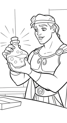 download hình tô màu Hercules cho bé