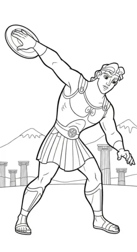 file pdf tranh tô màu Hercules cho bé