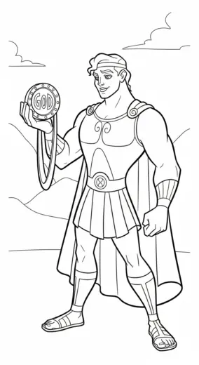 in hình tô màu Hercules cho bé 5 tuổi
