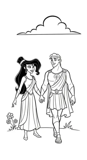 in hình tô màu Hercules cho bé 7 tuổi