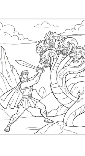 in hình tô màu Hercules khổ A4