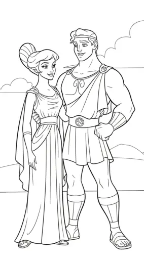 tranh tô màu Hercules cho bé 7-8 tuổi