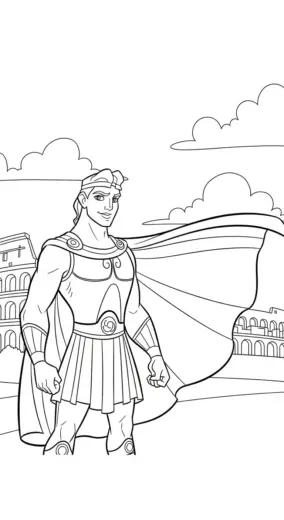 file tranh tô màu Hercules cho bé 4-5 tuổi