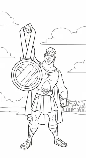 tranh tô màu Hercules cho bé 8 tuổi chất lượng cao
