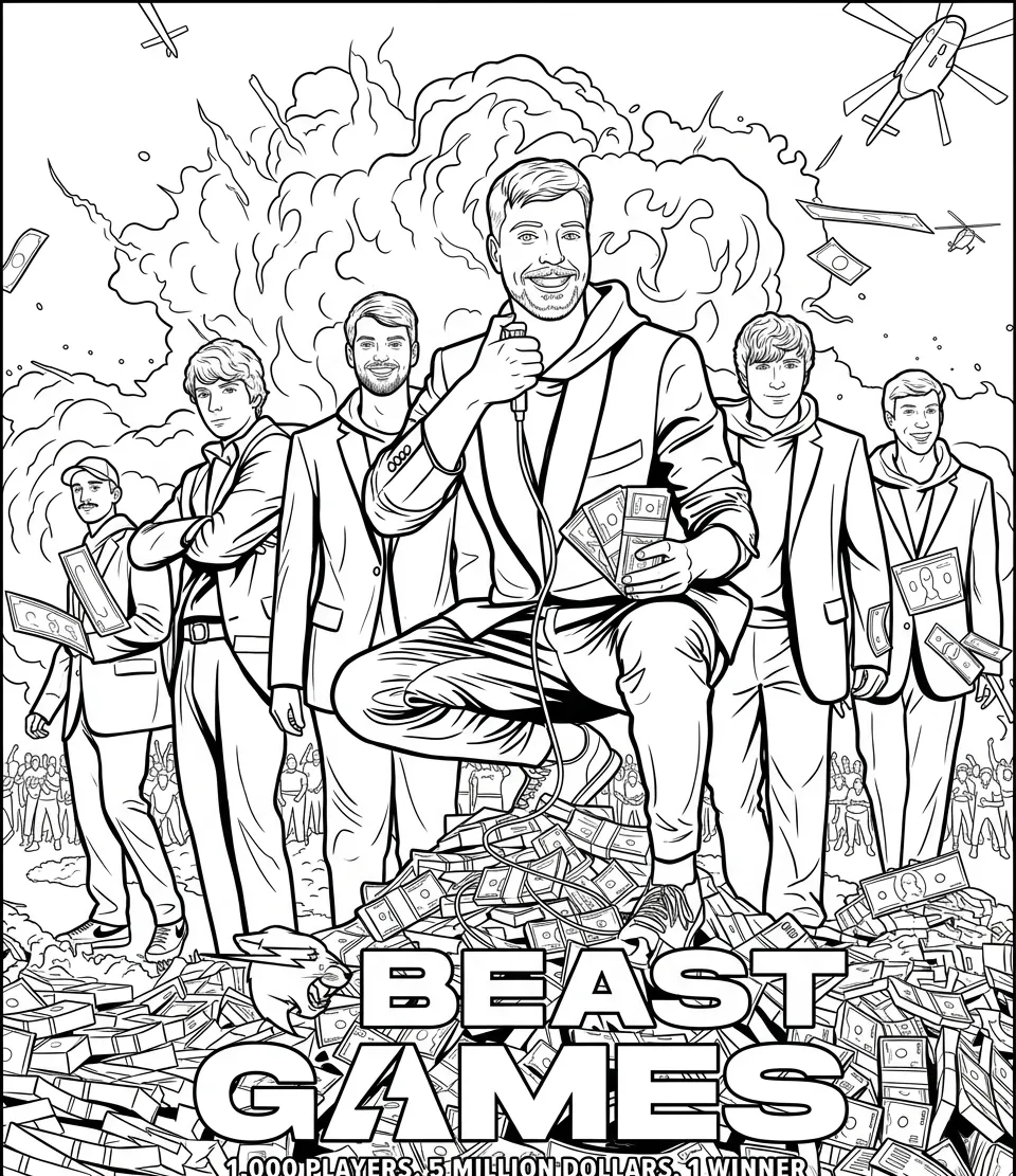 hình tô màu tranh tô màu MrBeast cho trẻ em 1