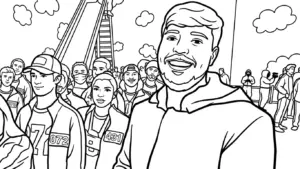 tranh tô màu tranh tô màu MrBeast cho bé 5 tuổi