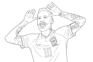 in hình tô màu Neymar cho bé 8 tuổi