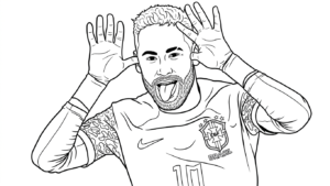 in hình tô màu Neymar cho bé 7 tuổi