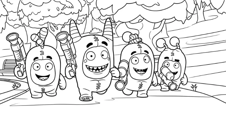 hình tô màu tranh tô màu Oddbods cho bé 8 tuổi