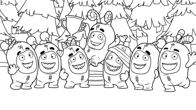 tải hình tô màu tranh tô màu Oddbods cho bé 7 tuổi
