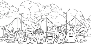 tải hình tô màu tranh tô màu Oddbods miễn phí