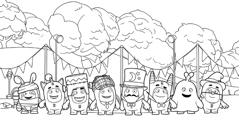 tải hình tô màu tranh tô màu Oddbods miễn phí