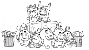 tranh tô màu tranh tô màu Oddbods cho bé đơn giản
