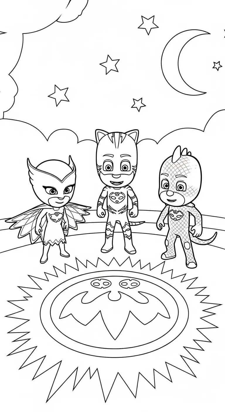 in tranh tô màu tranh tô màu PJ Mask