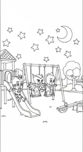 in hình tô màu tranh tô màu PJ Mask miễn phí