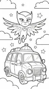 file hình tô màu tranh tô màu PJ Mask cho bé 4-5 tuổi