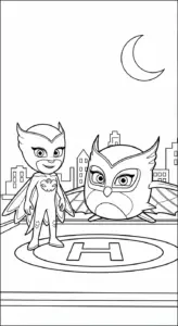 in hình tô màu tranh tô màu PJ Mask cho bé 8 tuổi