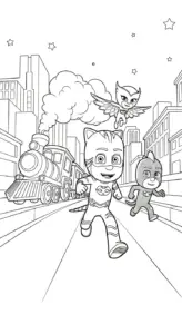 download hình tô màu tranh tô màu PJ Mask cho bé