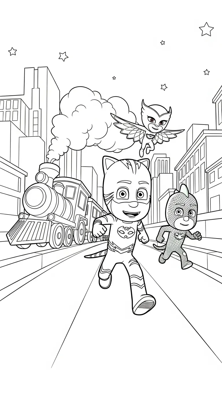 download hình tô màu tranh tô màu PJ Mask cho bé