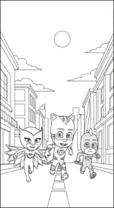 in hình tô màu tranh tô màu PJ Mask cho bé 7 tuổi