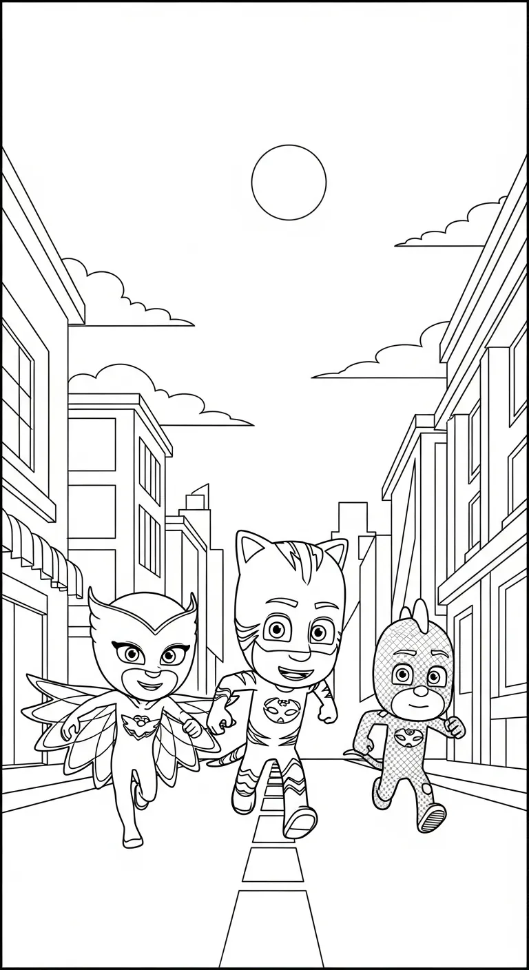 in hình tô màu tranh tô màu PJ Mask cho bé 7 tuổi