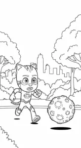 in hình tranh tô màu PJ Mask cho bé tập tô