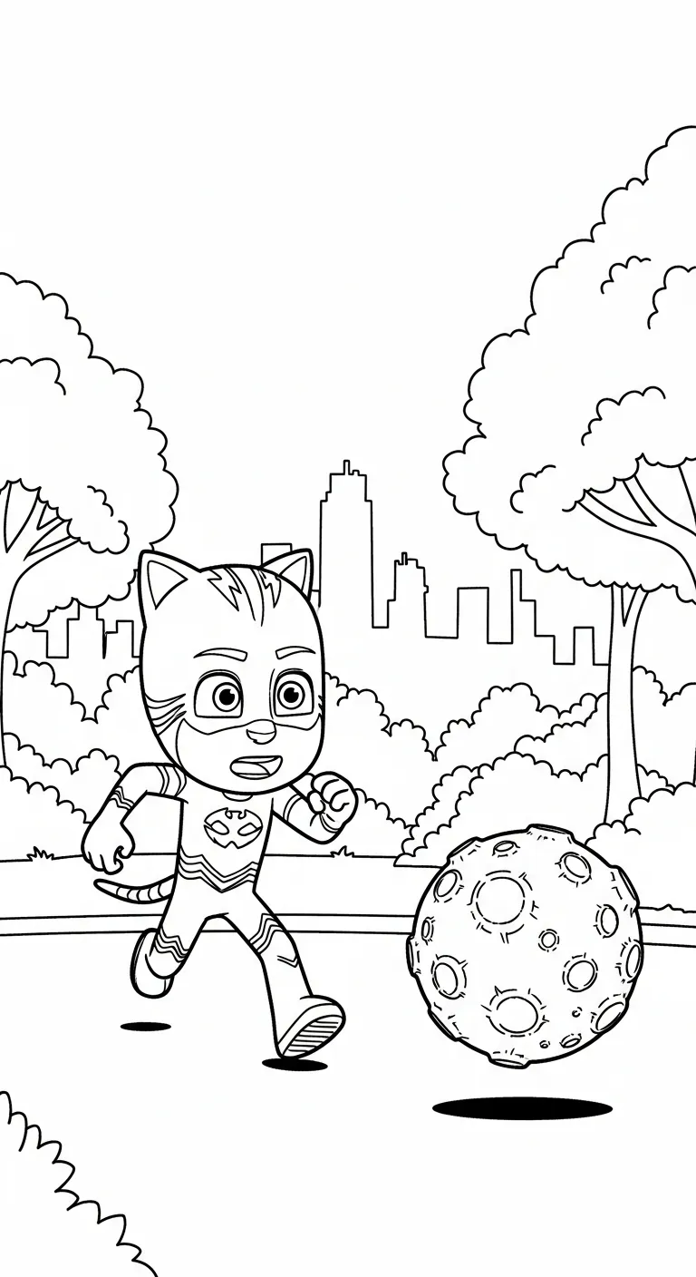 in hình tranh tô màu PJ Mask cho bé tập tô