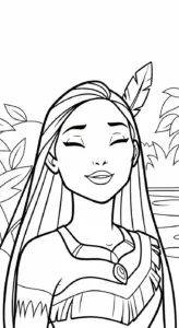 tranh tô màu Pocahontas cho bé 4 tuổi miễn phí