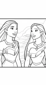 tải tranh tô màu Pocahontas cho bé 4 tuổi