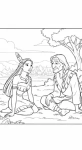 hình tô màu Pocahontas cho bé 6 tuổi