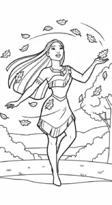 hình tô màu Pocahontas cho bé 6 tuổi