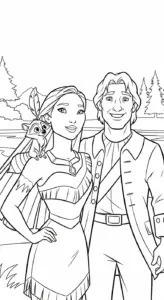 hình tô màu Pocahontas cho bé 7 tuổi