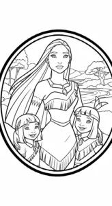 tranh tô màu Pocahontas cho bé 6 tuổi