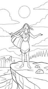 tranh tô màu Pocahontas miễn phí