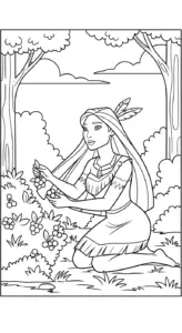 tải hình tô màu Pocahontas cho bé 8 tuổi