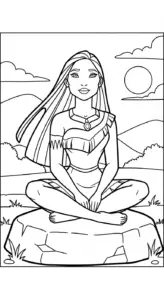 hình tô màu Pocahontas cho bé 4 tuổi miễn phí